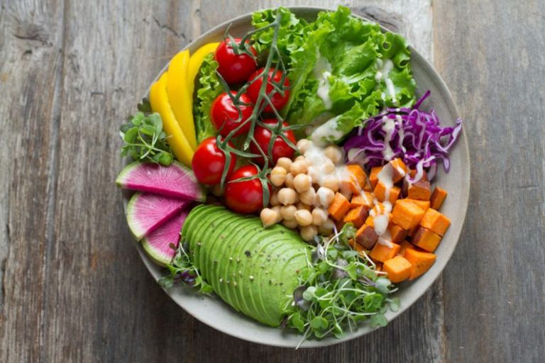 Vegan - bowl of vegetable salads